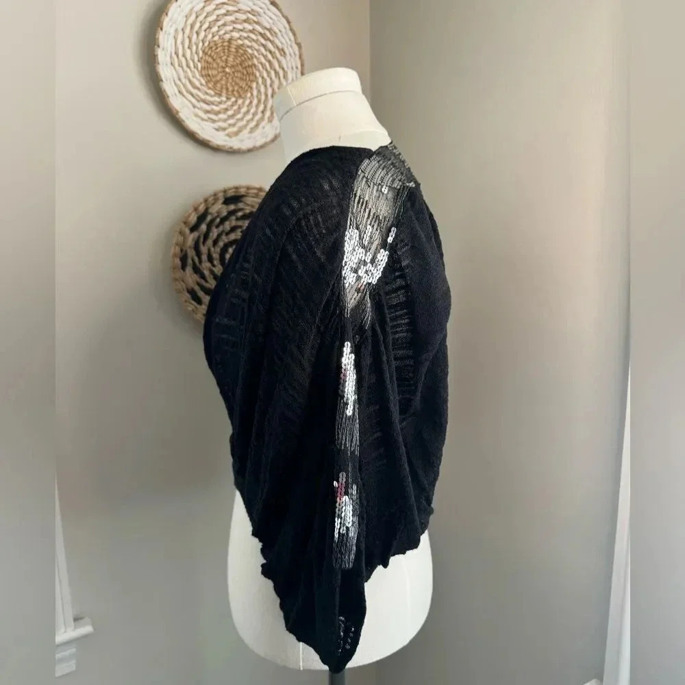 Free People Black and Silver Evening Shrug - Size small - Picture 4 of 11